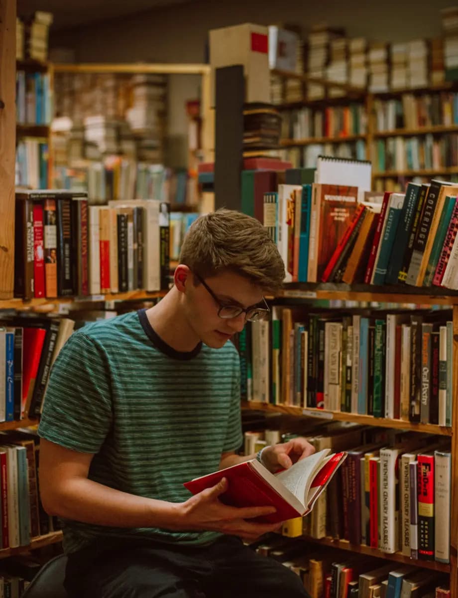 student reading a book